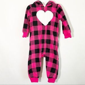 Carter’s Fleece Pink Plaid Jumpsuit